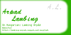 arpad lambing business card